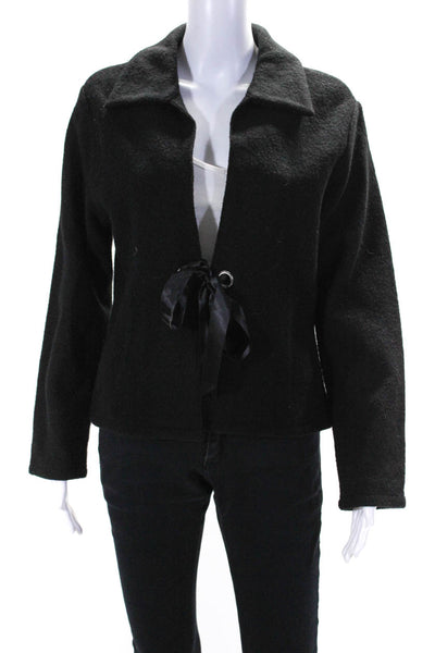 A. Giannetti Womens Wool Pointed Flat Tie Waist Long Sleeve Blazer Black Size S