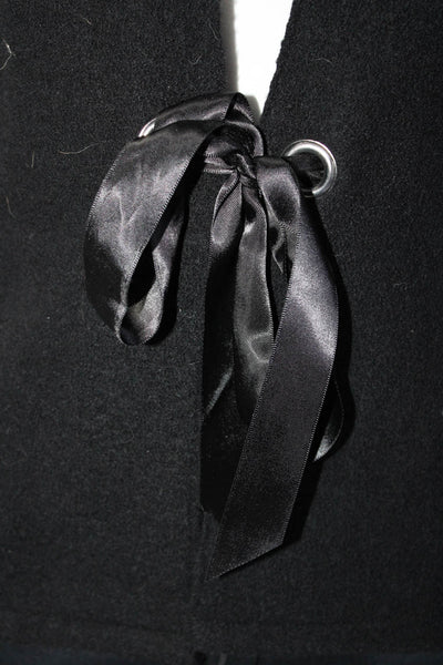 A. Giannetti Womens Wool Pointed Flat Tie Waist Long Sleeve Blazer Black Size S