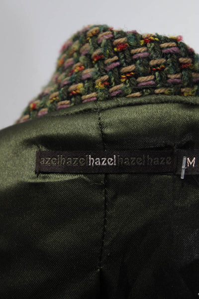 Hazel Womens Woven Peter Pan Collared Button-Up Long Sleeve Jacket Green Size M