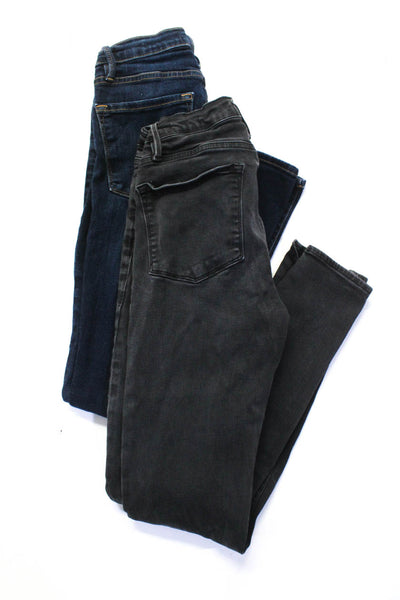 Frame Denim Womens Skinny Leg Jeans Black Blue Cotton Size 27 25 Lot 2