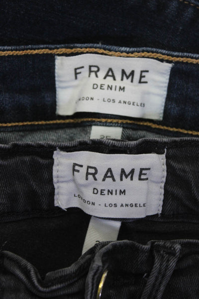 Frame Denim Womens Skinny Leg Jeans Black Blue Cotton Size 27 25 Lot 2