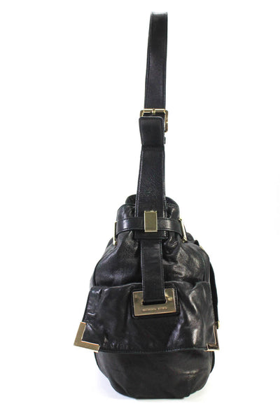 Michael Kors Womens Single Strap Side Pocket Soft Leather Shoulder Handbag Black