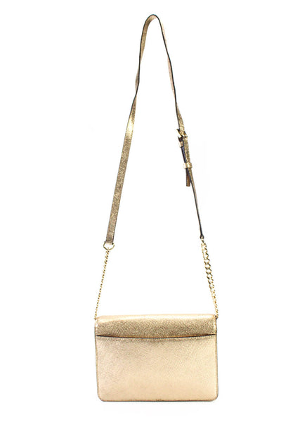 Michael Kors Womens Single Strap Metallic Flap Logo Shoulder Handbag Brown