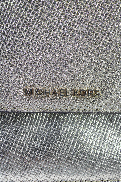 Michael Kors Womens Single Strap Metallic Flap Logo Shoulder Handbag Brown