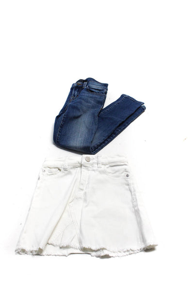 J Brand DL1961 Girls Skinny Jeans Denim Skirt Blue White Size 7 8 Lot 2