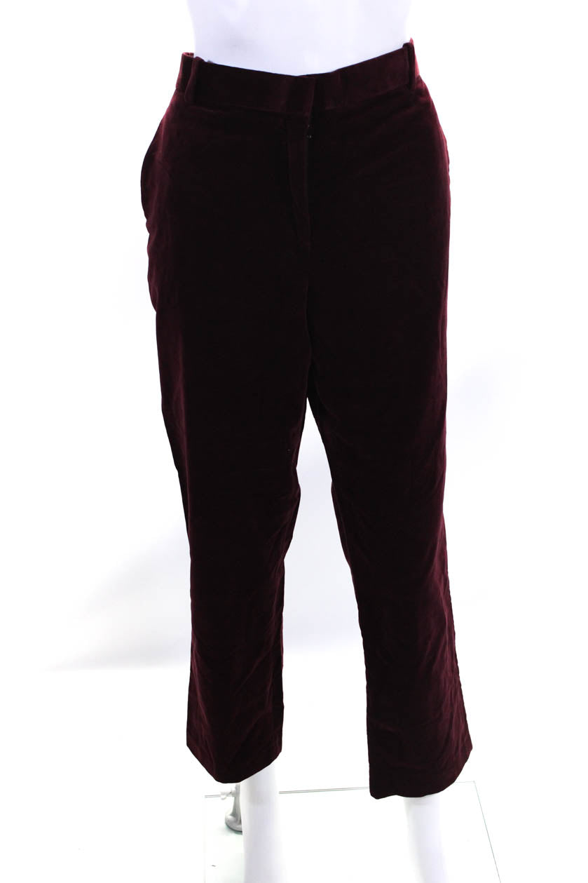 Buy the Womens Red Flat Front Regular Fit Pockets Straight Leg