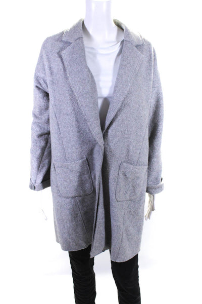 Ecru Womens Cotton Buttoned Darted Collared Long Sleeve Sweater Gray Size M