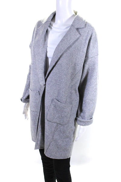 Ecru Womens Cotton Buttoned Darted Collared Long Sleeve Sweater Gray Size M