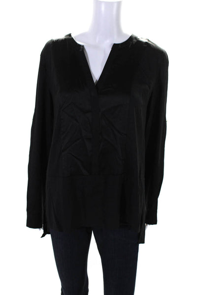 Calvin Klein Women's Long Sleeve V-Neck Blouse Black Size M