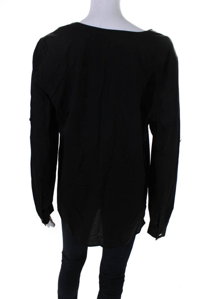 Calvin Klein Women's Long Sleeve V-Neck Blouse Black Size M