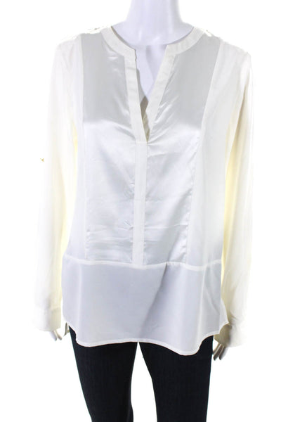 Calvin Klein Women's Long Sleeve V-Neck Blouse White Size M