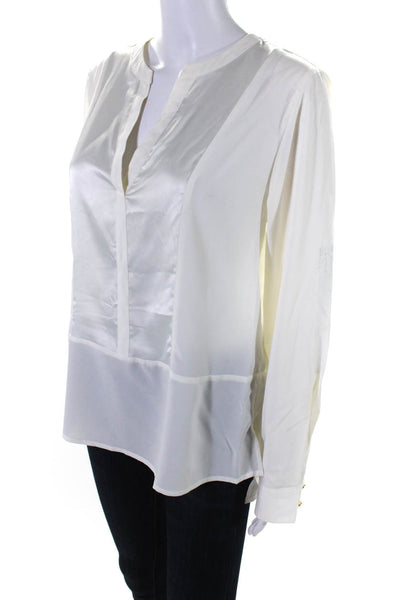 Calvin Klein Women's Long Sleeve V-Neck Blouse White Size M