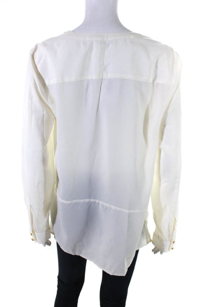 Calvin Klein Women's Long Sleeve V-Neck Blouse White Size M