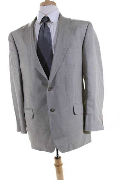 Club Room Mens Twill Two Button Collared Blazer Suit Jacket Beige Gray Size 44R
