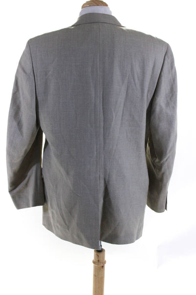 Club Room Mens Twill Two Button Collared Blazer Suit Jacket Beige Gray Size 44R