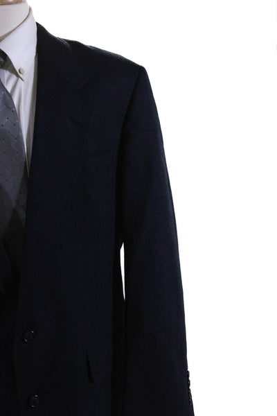 Hart Schaffner Marx Mens Worsted Wool Two Button Jacket Blazer Blue Size 43L