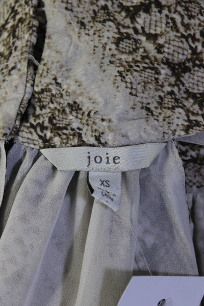 Joie Womens Snakeskin Print High Neck Tank Top Blouse White Brown Black Size XS