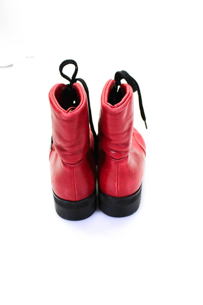 Walter Steiger Womens Lace Up Ankle Combat Boots Red Black Leather Size 7