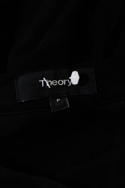 Theory Womens Silk Button Down Perfect Dolman Sleeves Blouse Black Size Petite