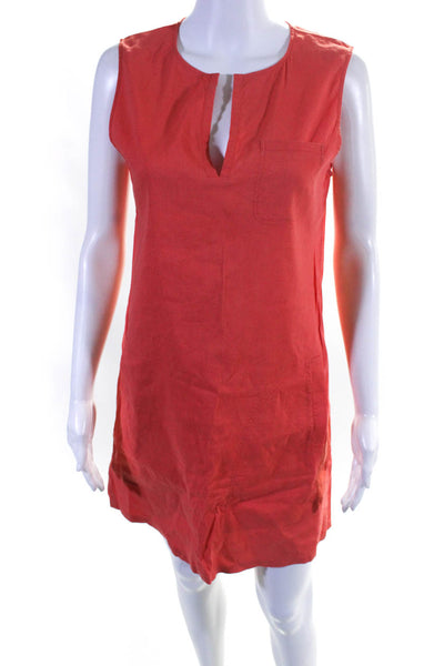Theory Womens Sleeveless Round Neck Split Hem Mini Tunic Dress Orange Size 4