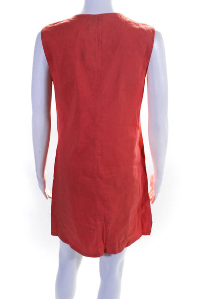 Theory Womens Sleeveless Round Neck Split Hem Mini Tunic Dress Orange Size 4