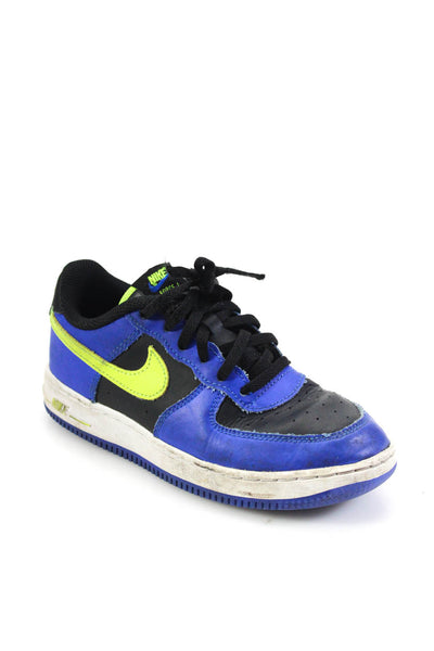 Nike Boys Lace Up Side Logo Air Force 1 Sneakers Blue Black Leather Size 2.5
