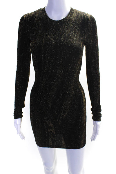 Torn by Ronny Kobo Womens Long Sleeve Metallic Knit Sheath Dress Brown Size XS