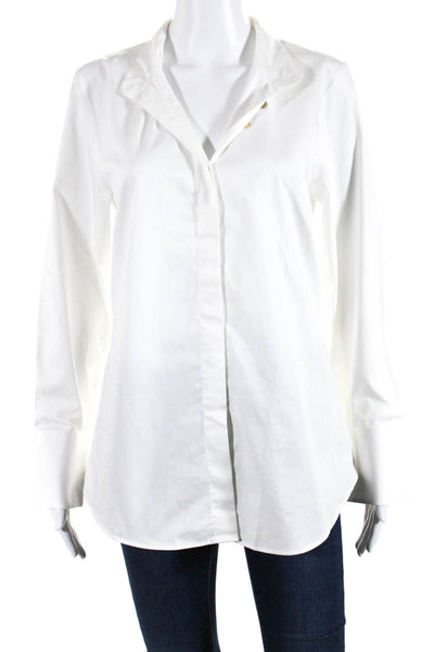 The Shirt Company Womens Cotton Hidden Placket Button Up Shirt Top White Size 6