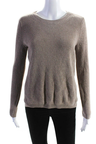 525 America Womens Brown Cotton Ribbed Knit Pullover Sweater Top Size XS