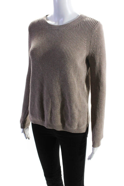 525 America Womens Brown Cotton Ribbed Knit Pullover Sweater Top Size XS