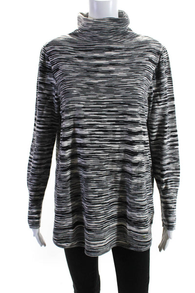 Nic + Zoe Womens Thin Knit Turtleneck Sweater White Gray Size Extra Large