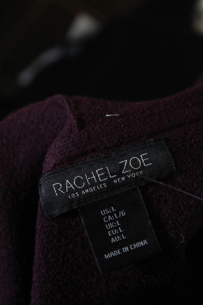 Rachel Zoe Womens Long Open Front Waterfall Cardigan Maroon Size Large