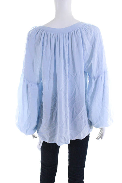 Velvet by Graham & Spencer Womens Long Sleeves Blouse Sky Blue Size Medium