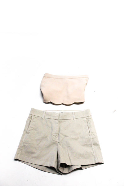 J Crew Club Monaco Women's Chino Shorts Mini Skirt Beige Pink Size 0 6 Lot 2