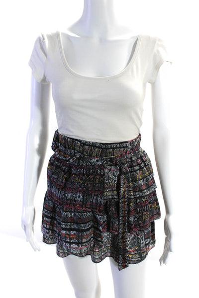 IRO Women's Printed A Line Silk Ruffle Mini Skirt Multicolor Size 38
