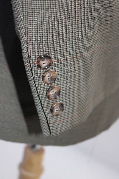 Gieves & Hawkes Men's Wool Two Button Houndstooth Blazer Jacket Brown Size 40R