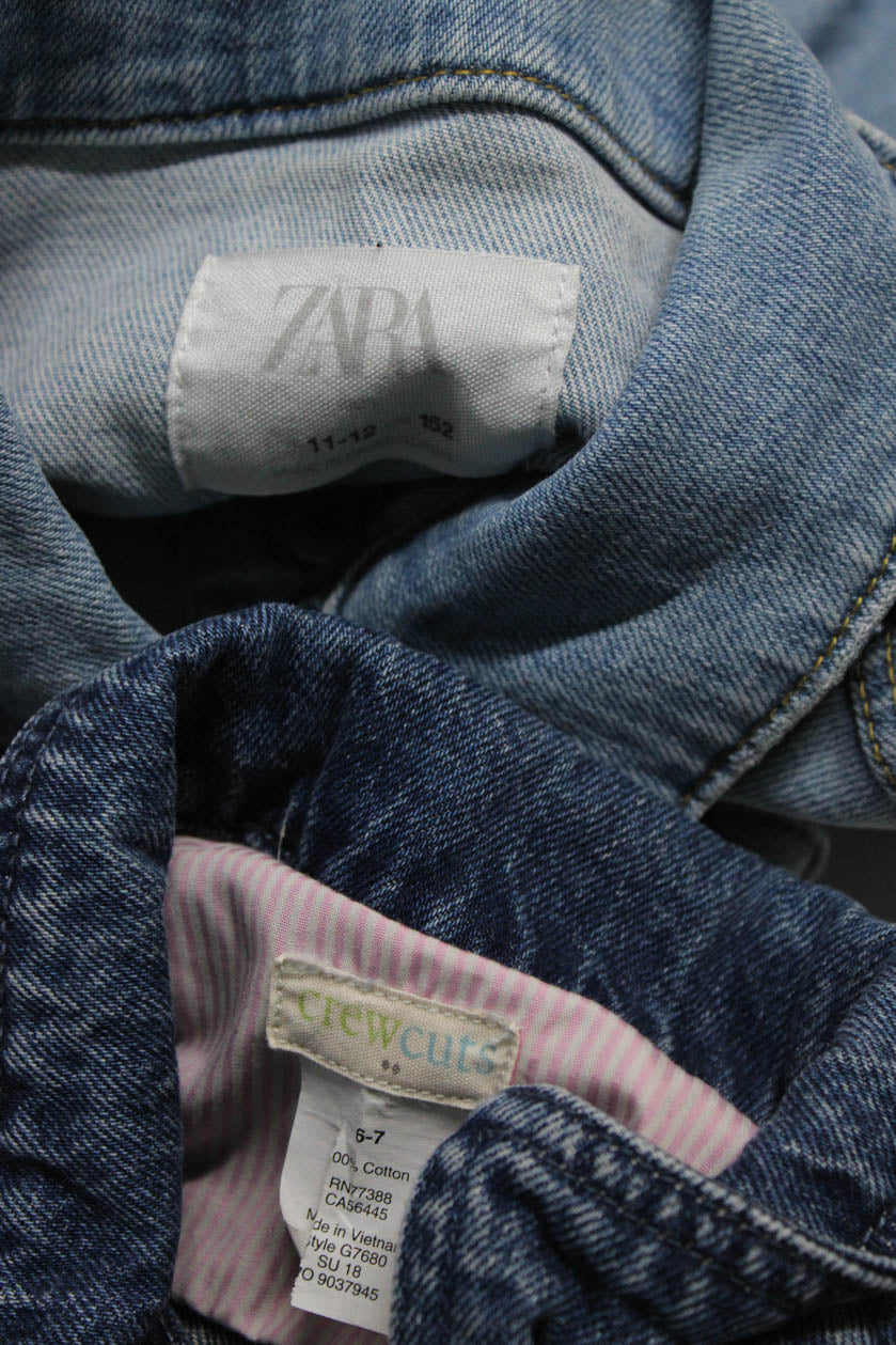 Crewcuts Zara Childrens Girls Button Up Denim Jacket Blue Size 6-7