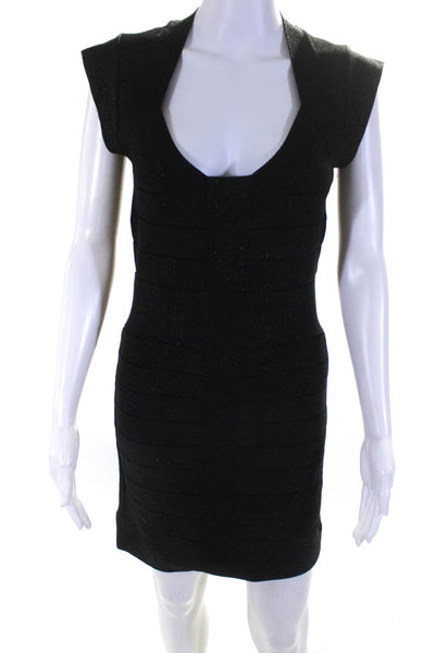 French Connection Women's Scoop Neck Sleeveless Bodycon Mini Dress Black Size 10