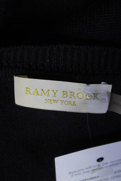 Ramy Brook Women's Round Neck Cold Shoulder Studs Sweater Purple Size M