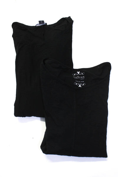 Velvet Women's Round Neck Long Sleeves Blouse Black Size S Lot 2