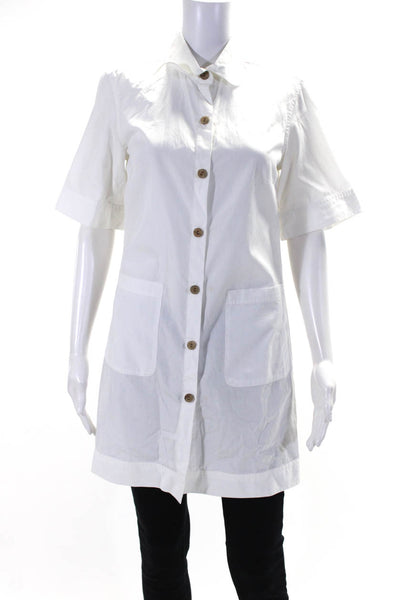 Jenni Kayne Women's Collar Short Sleeves Button Down Shirt White Size 6
