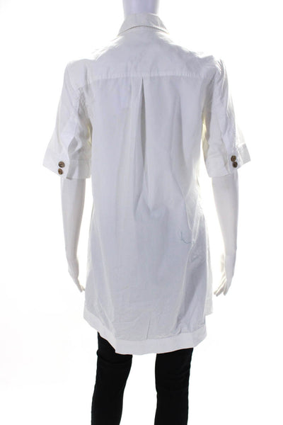 Jenni Kayne Women's Collar Short Sleeves Button Down Shirt White Size 6