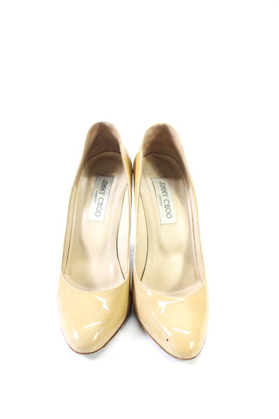 Jimmy Choo Womens Patent Leather Pointed Toe Wedges Heels Yellow Size 38 7.5