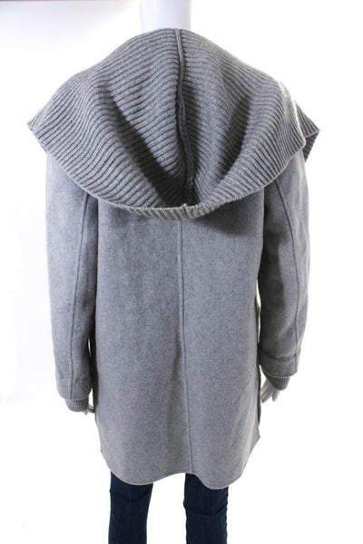 Splendid Womens Ribbed Trim Open Front Coat Heather Gray Wool Size Small
