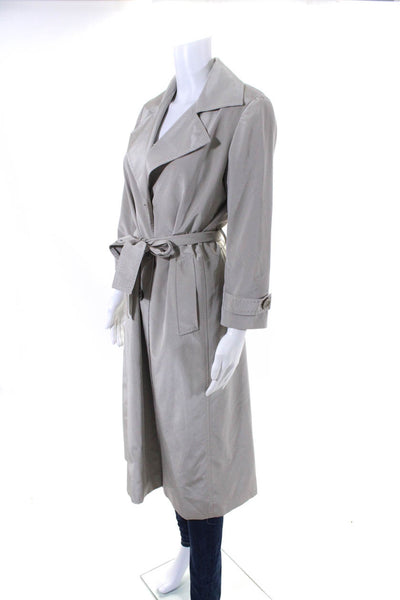 Cinzia Rocca Womens Long Sleeve Buttoned Tied Waist Long Trench Coat Gray Size 6