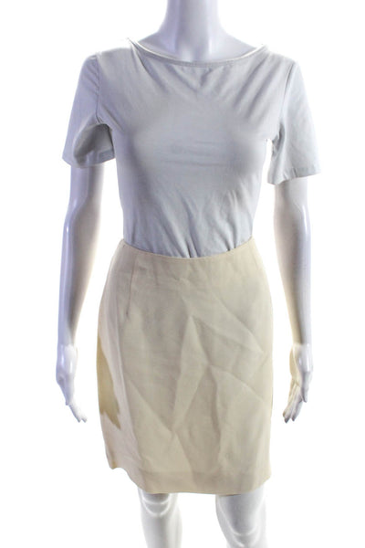 Calvin Klein Womens Silk Buttoned Darted Collared Blazer Skirt Set Cream Size 12