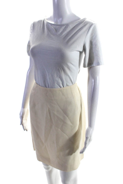 Calvin Klein Womens Silk Buttoned Darted Collared Blazer Skirt Set Cream Size 12