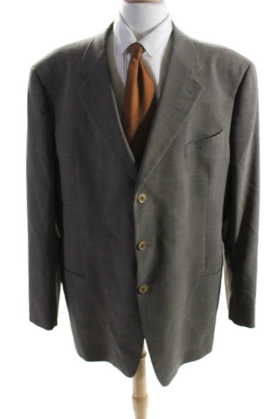 Armani Collezioni Mens Wool Textured Darted Buttoned Blazer Brown Size EUR50