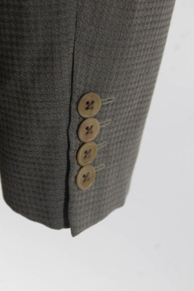 Armani Collezioni Mens Wool Textured Darted Buttoned Blazer Brown Size EUR50