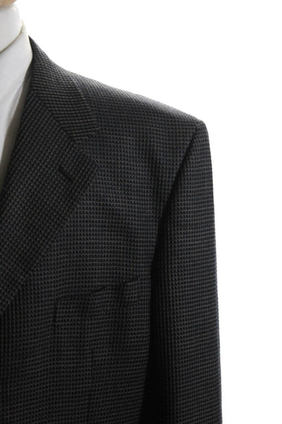 Barneys New York Mens Silk Striped Buttoned Collared Blazer Blue Size EUR50